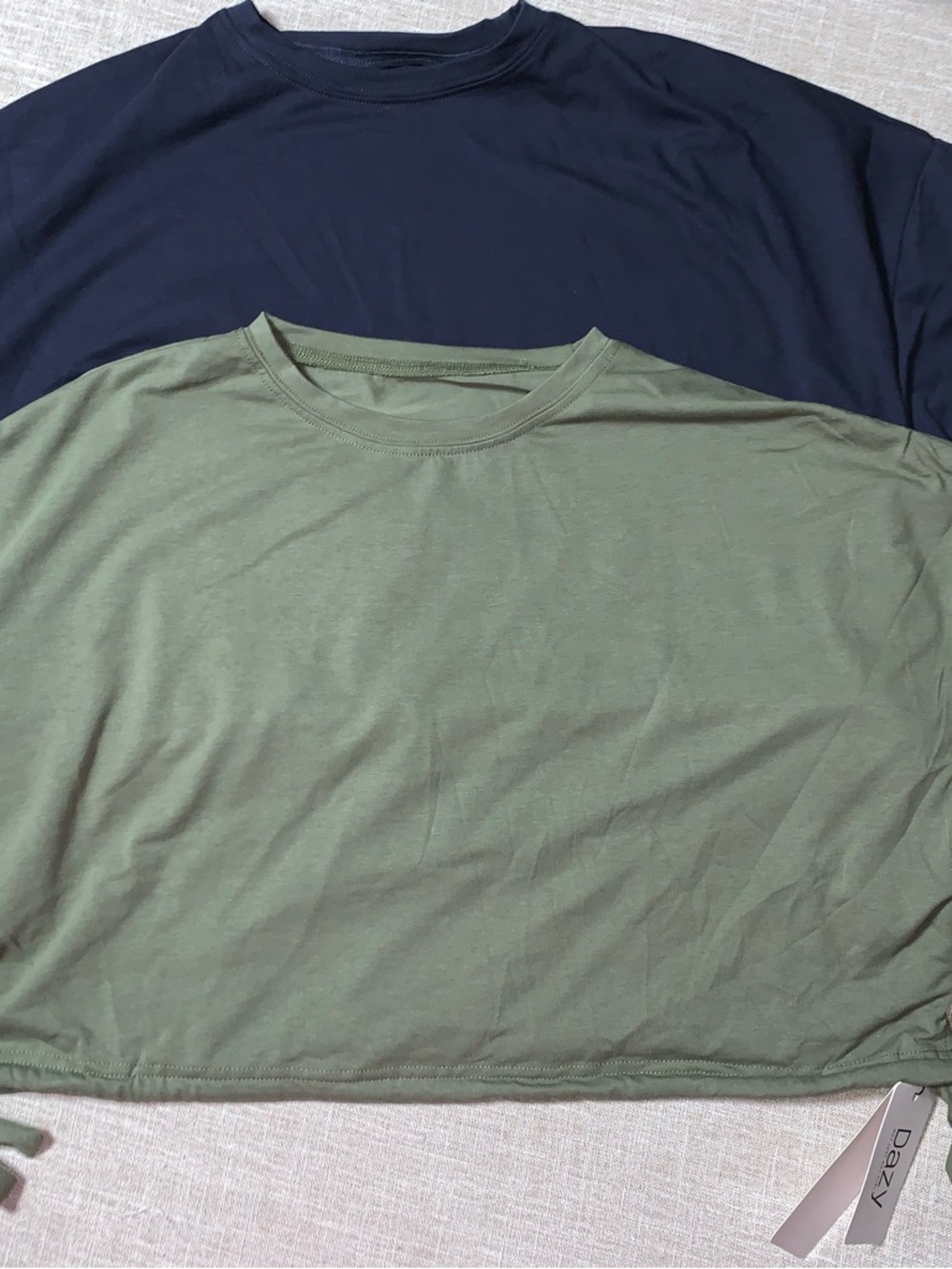 BUNDLE, DAZY Women’s Short-Sleeve Crew Neck Tee - Olive & Navy (2-Pack)